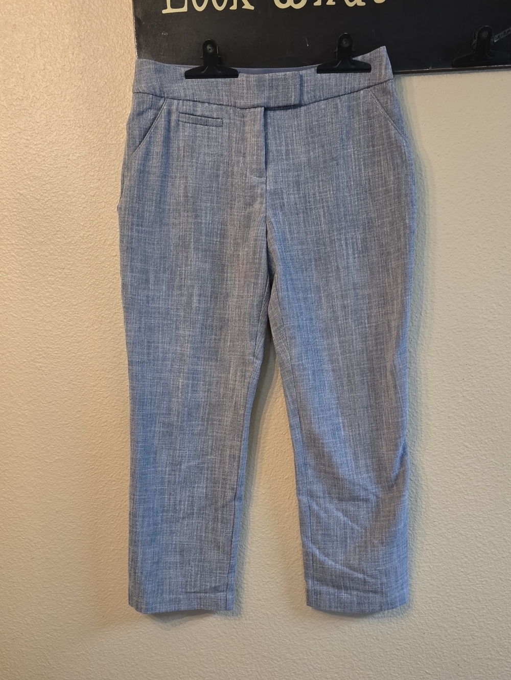 Investments Petites Tailored Women's Cropped Dress Pants - Light Blue Heather